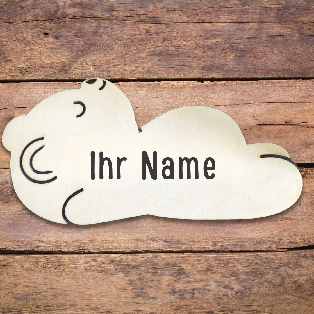 Kinder Namensschild für Tür oder Wand - Sleepy Wolf