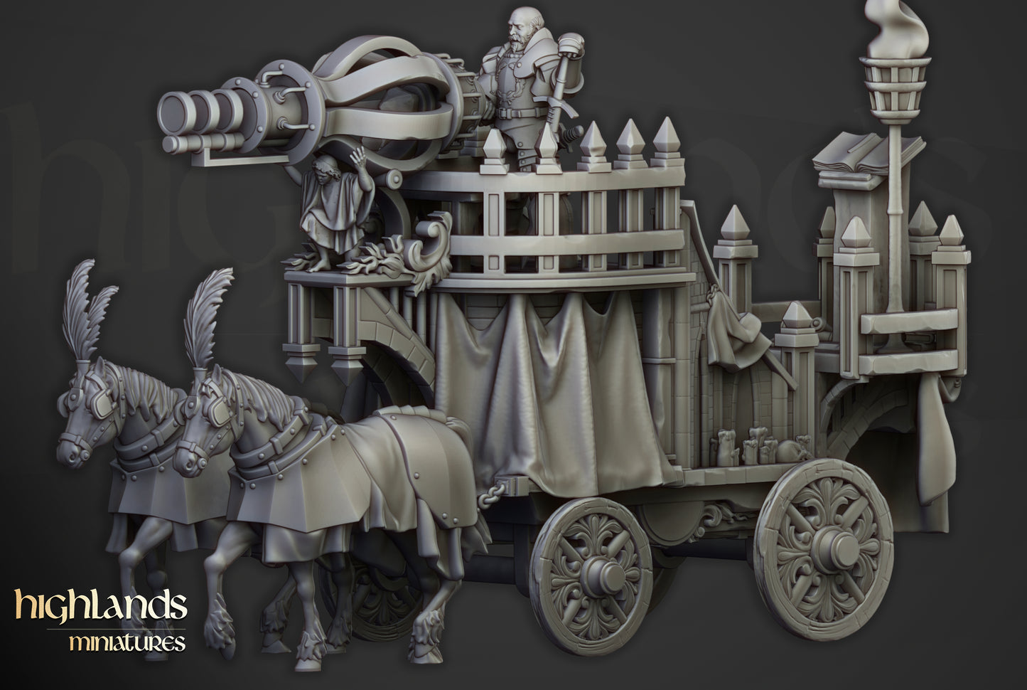 Arcane Cannon on Chariot - Highland Miniatures
