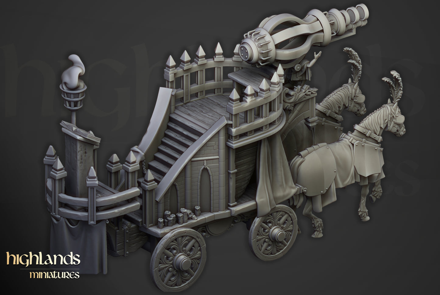 Arcane Cannon on Chariot - Highland Miniatures