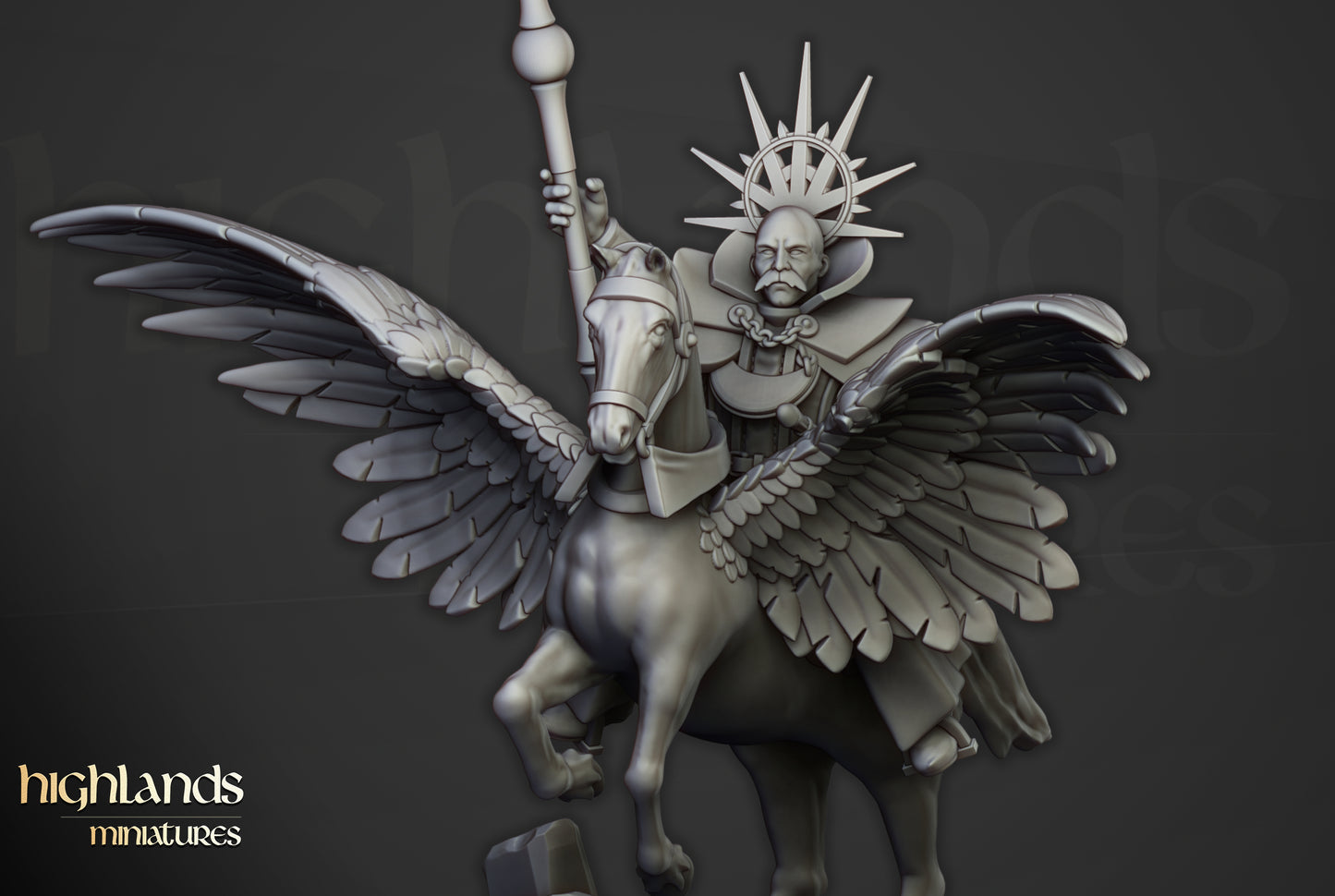 High Mage of Sunland on Pegasus - Highland Miniatures