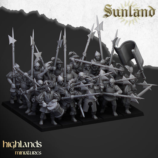 Sunland Troops with Halberds and Spears - Highland Miniatures