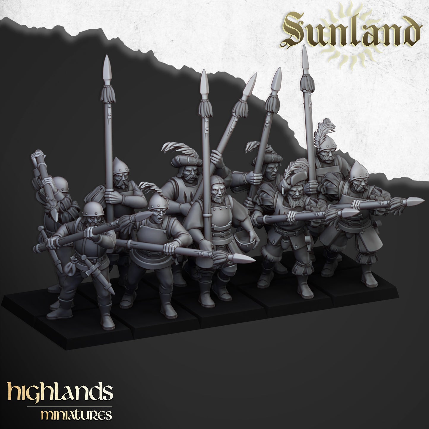 Sunland Troops with Halberds and Spears - Highland Miniatures